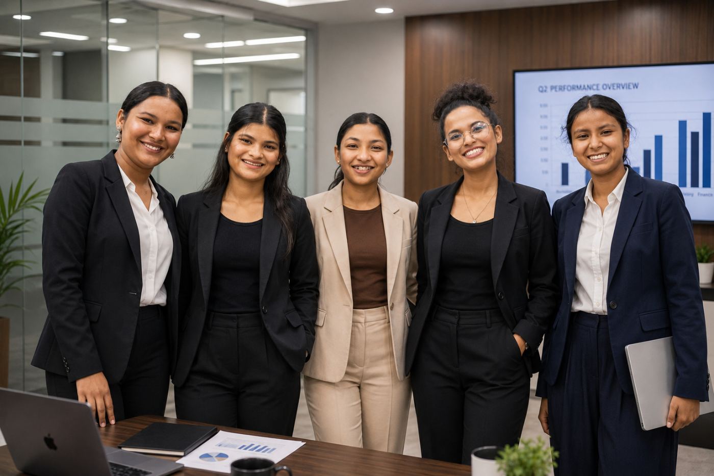 Young women of the College Home in professional attire